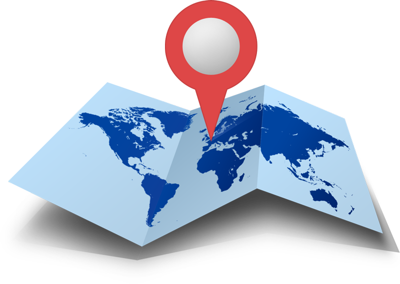A map pin point at UK on world map.